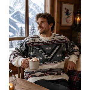 Vintage Ski Chalet Crew Neck Sweater Large Apparatus Men's Southwest